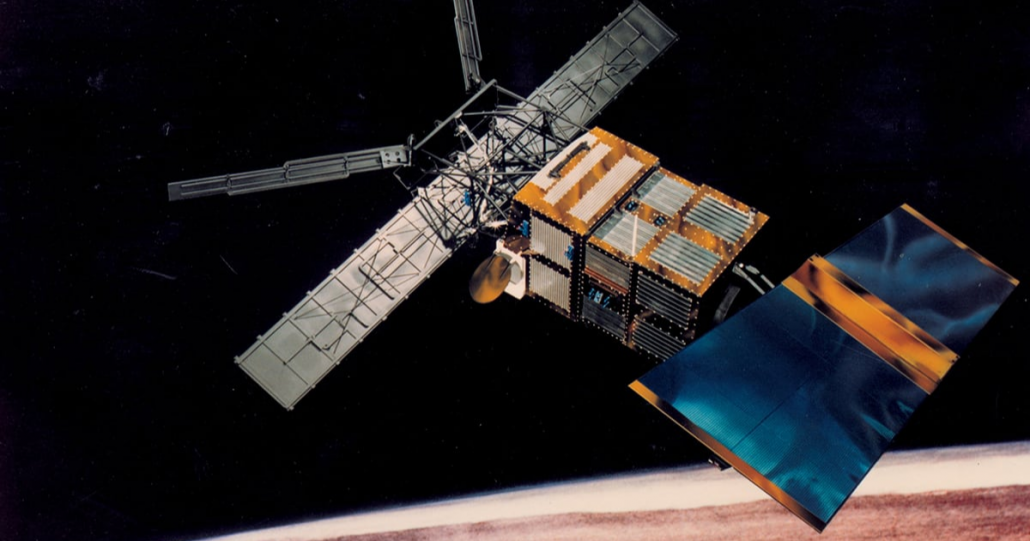 Representação artísitca do satélite ERS-2 em órbita.