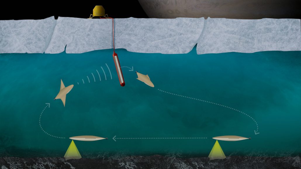 A imagem é uma ilustração que mostra a operação do nano submarino.